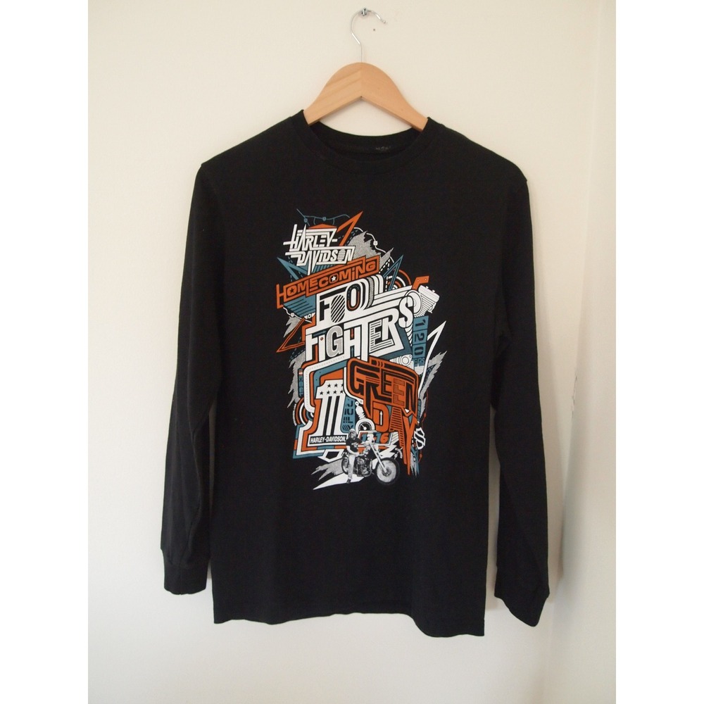 Harley Davidson 120th Anniversary Foo Fighters Green Day‎ Mens Long Sleeve Shirt